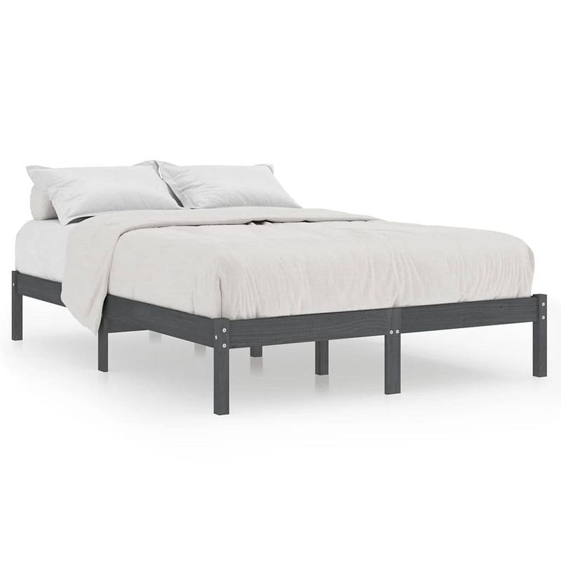 Foto van The living store bedframe grenenhout - king size - grijs - 205.5 x 155.5 x 31 cm - montage vereist