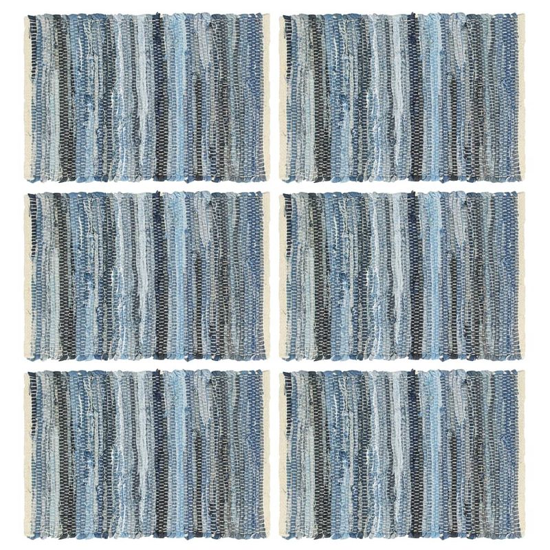 Foto van Vidaxl placemats 6 st chindi 30x45 cm katoen denimblauw