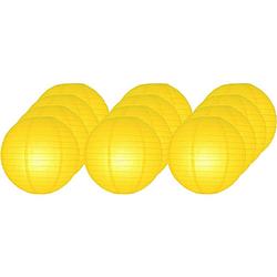 Foto van 12x gele lampionnen rond 25 cm - feestlampionnen