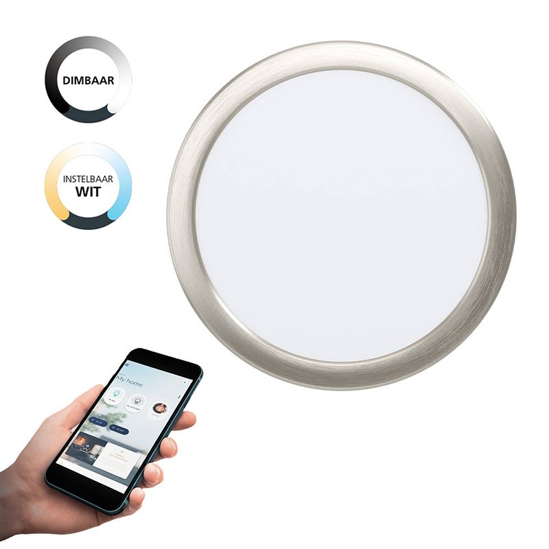 Foto van Eglo connect.z fueva-z smart inbouwlamp - ø 21,6 cm - grijs/wit - instelbaar wit licht - dimbaar - zigbee