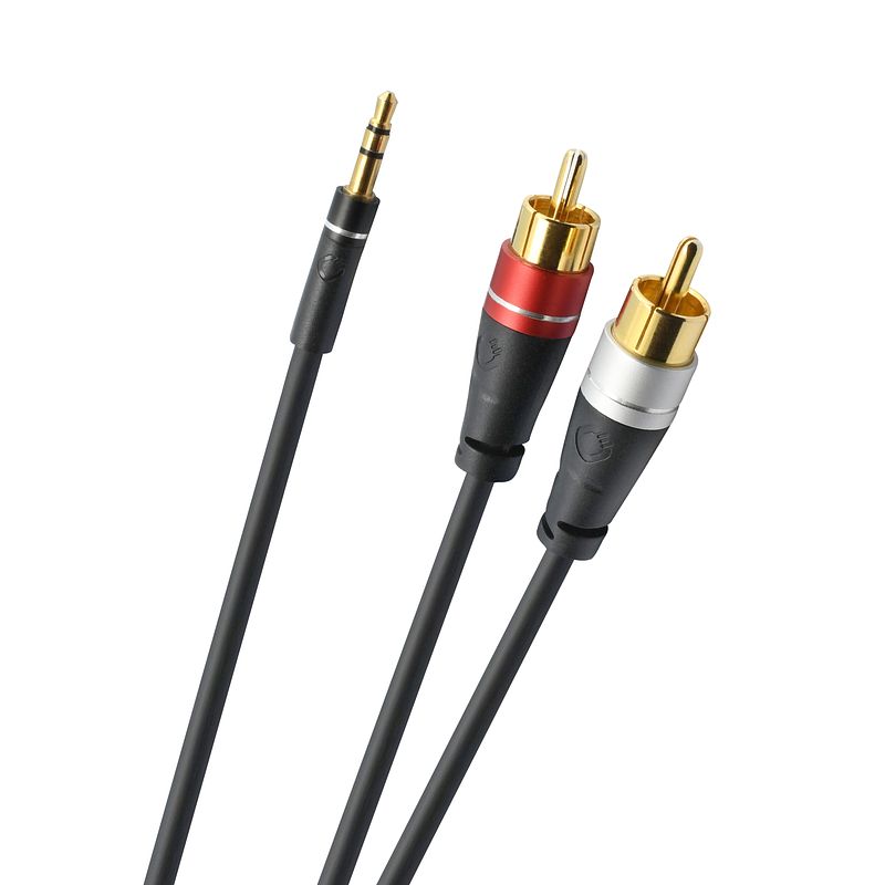 Foto van Oehlbach sl audio cable 3.5 - 2xrca 1,0 m mini jack kabel zwart