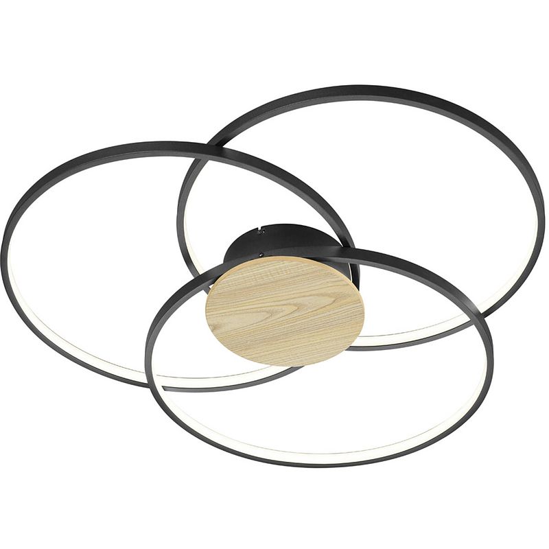 Foto van Led plafondlamp - plafondverlichting - trion sidon - 40w - warm wit 3000k - dimbaar - rond - mat zwart - aluminium