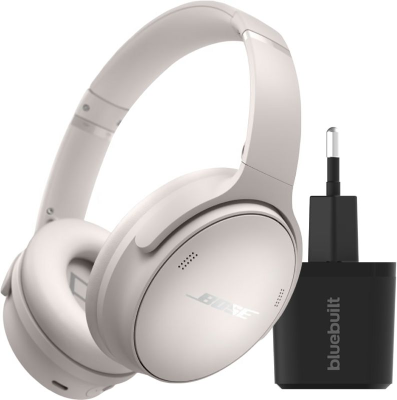 Foto van Bose quietcomfort headphones wit + oplader