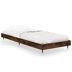 Foto van The living store bedframe - gerookt eiken - 193 x 78 x 20 cm - multiplex lattenbodem