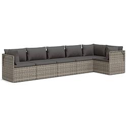 Foto van Vidaxl 6-delige loungeset met kussens poly rattan grijs