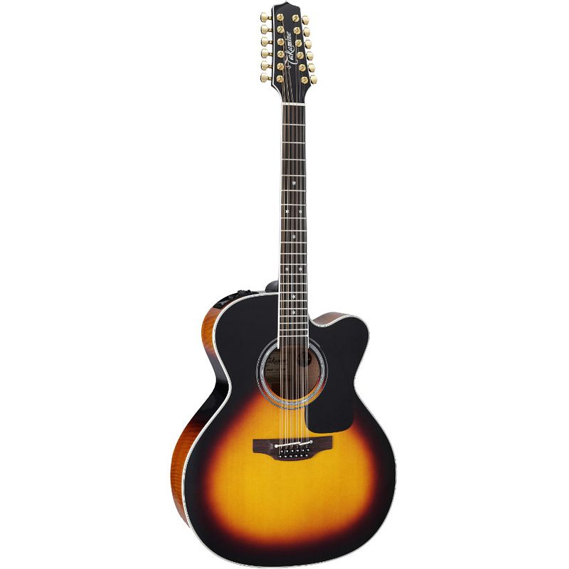 Foto van Takamine p6jc-12 bsb brown sunburst gloss elektrisch-akoestische 12-snarige westerngitaar