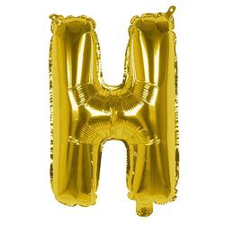 Foto van Boland folieballon letter h 36 cm goud