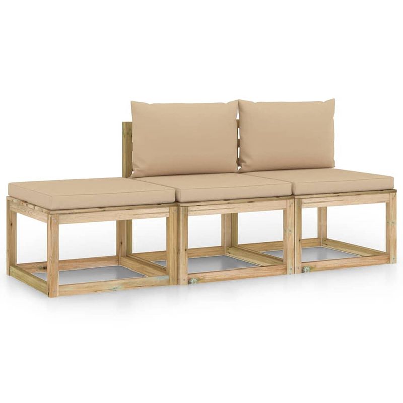 Foto van Vidaxl 3-delige loungeset met beige kussens