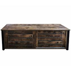 Foto van Tv meubel kast stoer industrieel - dressoir met schuifdeuren - 130 cm breed