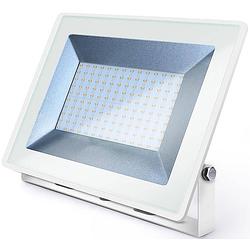 Foto van Led bouwlamp 100 watt - led schijnwerper - aigi iglo - natuurlijk wit 4000k - waterdicht ip65 - mat wit - aluminium