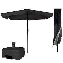 Foto van Cuhoc zwarte parasol - parasolhoes - extra zware vulbare verrijdbare parasolvoet