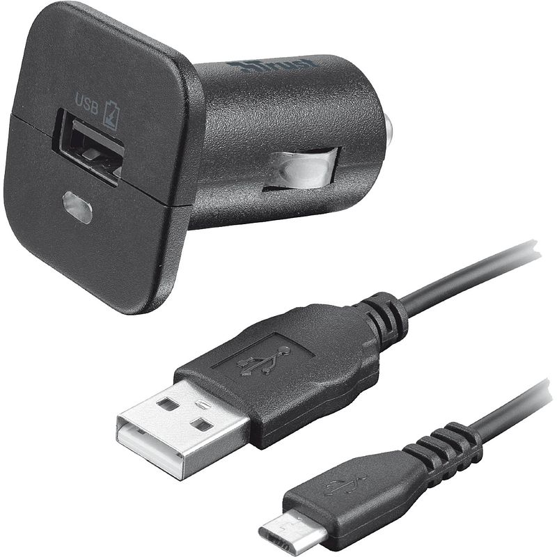 Foto van 5w car charger met micro-usb-kabel