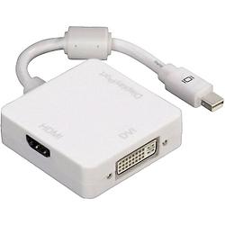 Foto van Hama 53245 displayport / dvi / hdmi adapter [1x mini-displayport stekker - 1x hdmi-bus, dvi-bus 24+5-polig, displayport bus] wit met ferrietkern 0.15 m