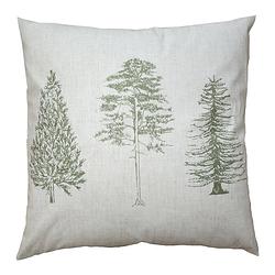 Foto van Clayre & eef kussenhoes 45x45 cm beige groen polyester dennenbomen sierkussenhoes beige sierkussenhoes