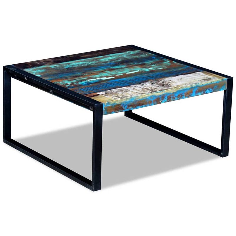 Foto van The living store salontafel antieke stijl 80x80x40 cm - massief gerecycled hout en ijzer