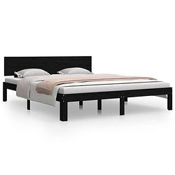 Foto van Vidaxl bedframe massief grenenhout zwart 160x200 cm