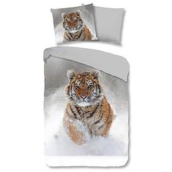 Foto van Good morning snow tiger flanel dekbedovertrek - 1-persoons (140x200/220 cm + 1 sloop)