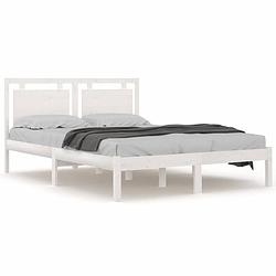 Foto van The living store bedframe massief grenenhout - 205.5 x 155.5 x 31 cm - wit