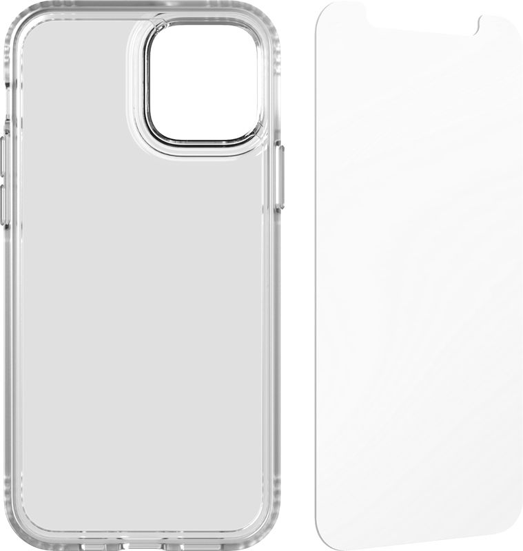 Foto van Tech21 evo clear apple iphone 12 / 12 pro back cover transparant + screenprotector