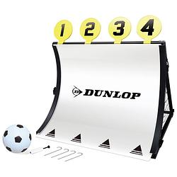 Foto van Dunlop voetbaldoel - 4-in-1 - met voetbal, pomp, schietschijven en haringen - 78 x 75 x 58 cm