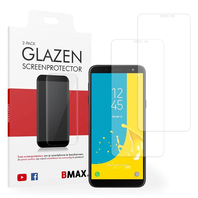 Foto van 2-pack bmax samsung galaxy j6 screenprotector - glass - 2.5d