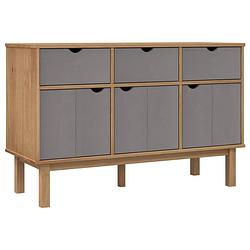 Foto van Vidaxl dressoir 114x43x73,5 cm massief grenenhout bruin en grijs