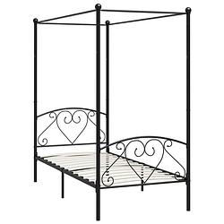 Foto van The living store hemelbedframe - metaal - zwart - 209 x 97.5 x 198 cm (l x b x h) - geschikte matras- 90 x 200 cm -