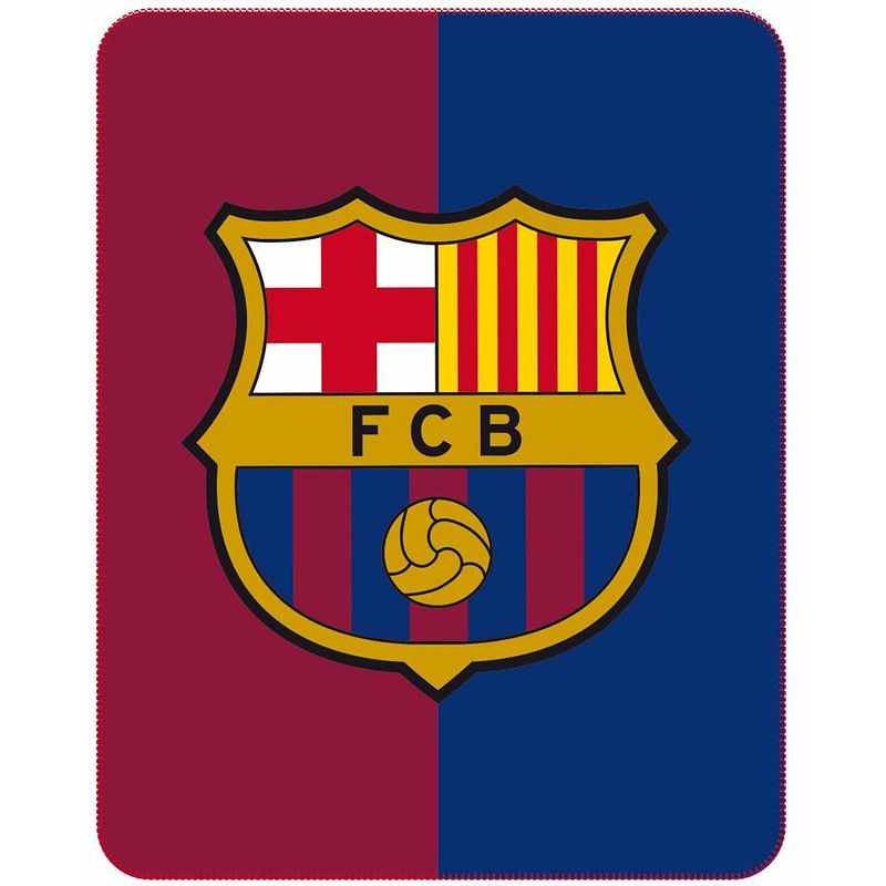 Foto van Fc barcelona fleece deken officieel - 110 x 140 cm - multi