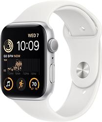 Foto van Apple watch se (2022) 44mm zilver aluminium witte sportband