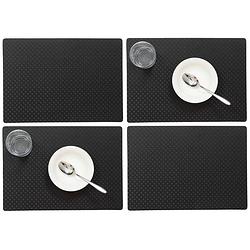 Foto van Set van 4x stuks stevige luxe tafel placemats zafiro zwart 30 x 43 cm - placemats