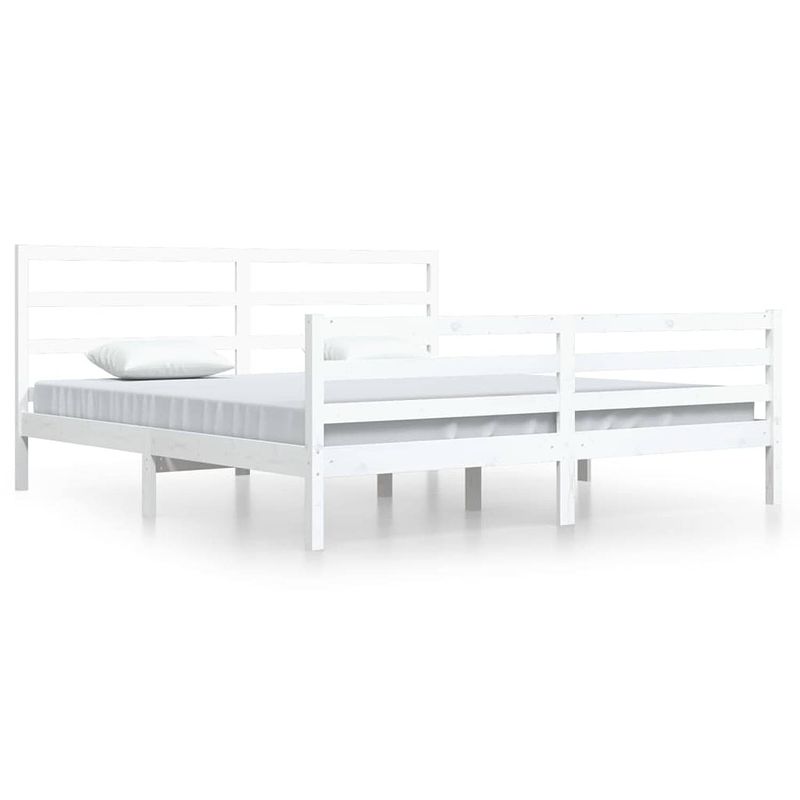 Foto van Vidaxl bedframe massief grenenhout wit 200x200 cm