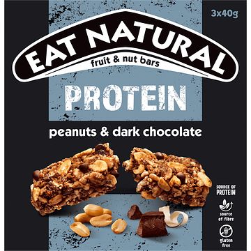 Foto van Eat natural fruit & nut bars protein peanuts & dark chocolate 3 x 40g bij jumbo