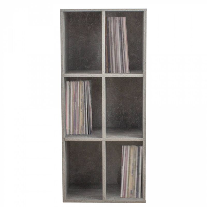 Foto van Lp platen opbergkast - opbergen lp vinyl platen - boekenkast - grijs beton look