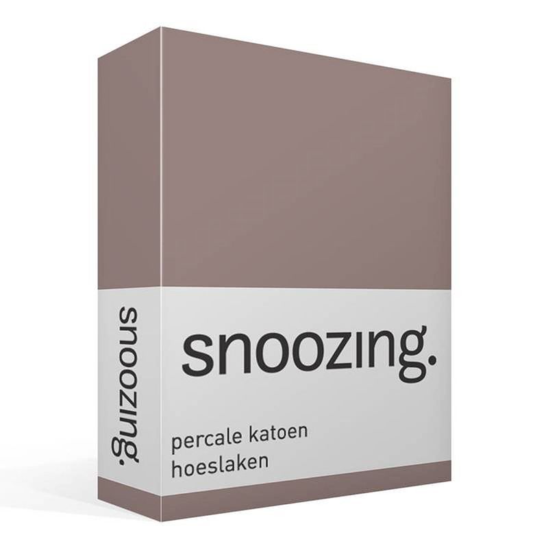 Foto van Snoozing - hoeslaken -80x220 - percale katoen - taupe