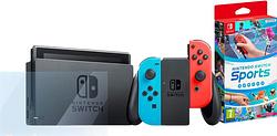 Foto van Nintendo switch rood/blauw + nintendo switch sports + bluebuilt screenprotector