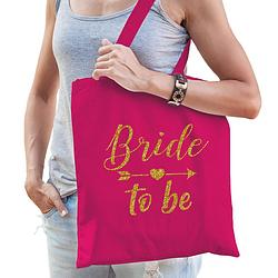Foto van 1x vrijgezellenfeest bride to be tasje roze/goud goodiebag dames - feest boodschappentassen