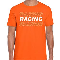 Foto van Racing supporter / race fan t-shirt oranje voor heren l - feestshirts