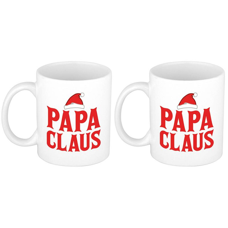 Foto van Set van 2x stuks papa claus koffiemokken / theebekers kerstcadeau vader 300 ml - bekers