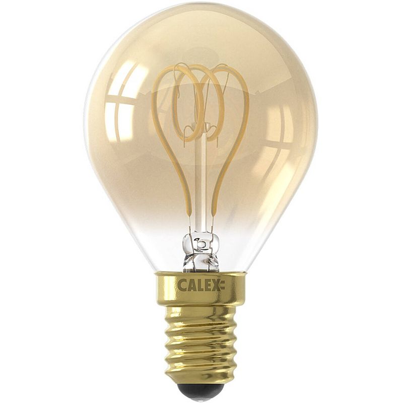 Foto van Calex - led lamp - kogellamp filament p45 - e14 fitting - dimbaar - 4w - warm wit 2100k - amber