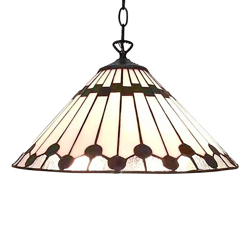 Foto van Haes deco - hanglamp tiffany wit, bruin ø 40 cm e27/max 1x60w