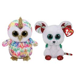 Foto van Ty - knuffel - beanie boo's - enchanted owl & christmas mouse