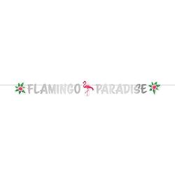 Foto van Amscan letterslinger flamingo 135 cm karton zilver/roze/groen