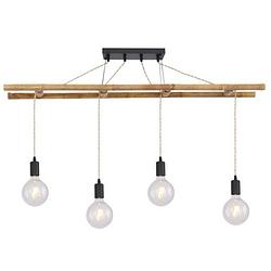 Foto van Landelijke hanglamp lioni - l:120cm - e27 - bamboe - bruin