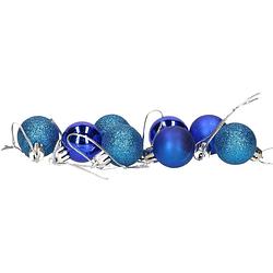 Foto van 8x stuks kerstballen blauw mix van mat/glans/glitter kunststof 3 cm - kerstbal