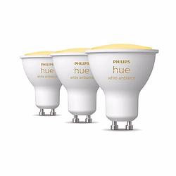 Foto van Philips lighting hue led-lamp 871951434280400 energielabel: g (a - g) hue white ambiance gu10 dreierpack 3x230lm gu10 12.9 w warmwit tot koudwit energielabel:
