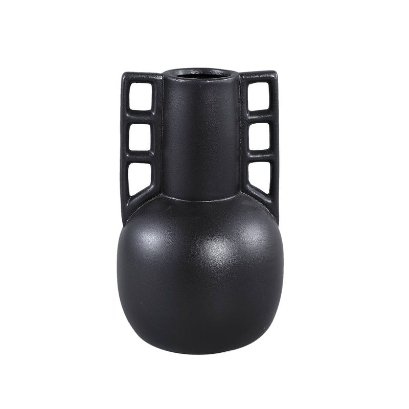 Foto van Ptmd essa black matt ceramic pot with two ears l