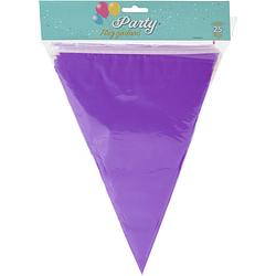 Foto van Party vlaggenlijn - binnen/buiten - plastic - paars - 600 cm - 25 vlaggetjes - vlaggenlijnen