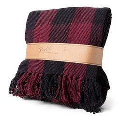 Foto van Recycled cotton plaid geruit bordeaux 130x180 cm