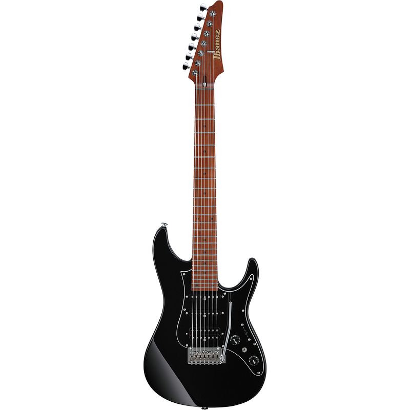 Foto van Ibanez prestige az24047-bk black 7-snarige elektrische gitaar met koffer