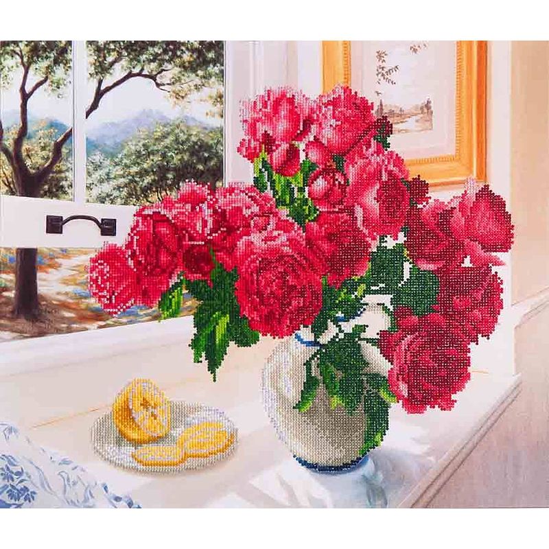 Foto van Roses by the window diamond dotz - 57x49 cm - diamond painting